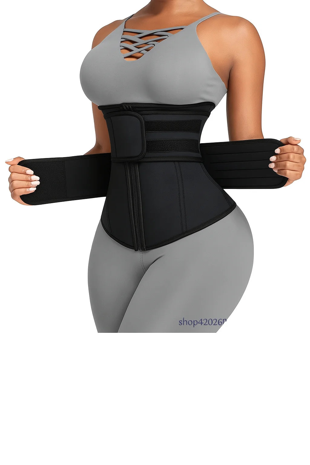 Adjustable Waist Trainer for Women, Double Belts Neoprene Corset with Zipper, Workout Cincher for Tummy Control & Back Support