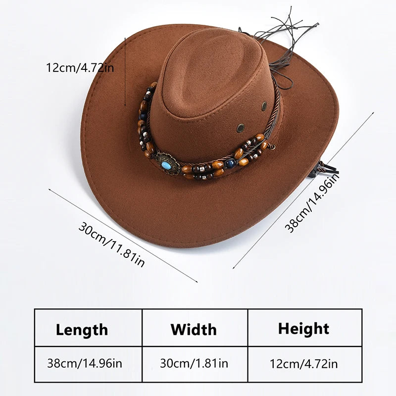 Vintage Big-edge Western Cowboy Hats for Men Women Artificial Suede Gentleman Cowgirl Jazz Hat Sombrero Hombre Cap |...