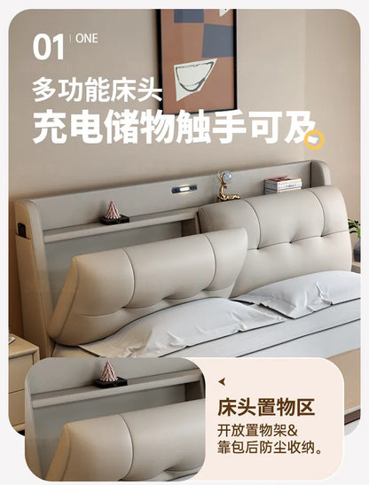 Double 1.8m Beds Storage Headboard Upholstery Minimalist Drawers Beds Frames Multifunctional Muebles Para El Hogar Furniture