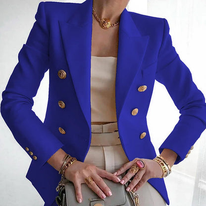 Women's Blazer Jacket Business Suit Coat Peaked Lapel Long Sleeve Casual Elegant Single-breasted Coat Office Loose Outwear