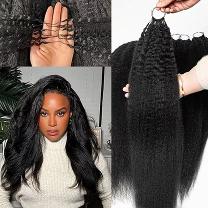 Miracle Knots Knotless Pre-Separated Feather Crochet Virgin Human Hair 3rd Gen Bulk Light Yaki Straight Kinky Straight Braiding