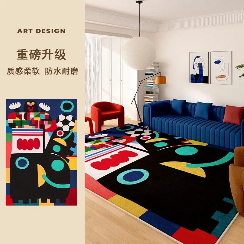 Living Room Carpet Art Irregular Color Abstract Home Bedroom Bedside Mat Easy To Care Cloakroom Coffee Table Rug Ковер Tapis 러그 - Kimlud
