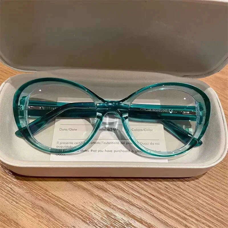 CLLOIO New Fashion Oval Transparent Frame For Women Anti Blue Light Reading Glasses Myopia Customizable Prescription Eyeglasses