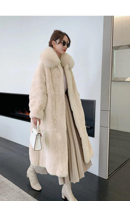 5XL Oversized Autumn Winter Faux Fur Coat Women Loose Long Plush Jackets Thick Warm OverCoat Female  Large Fur Collar Parka 2023