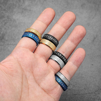 Viking Runes Simple Matte Shiny Stainless Steel Men Rings Punk New In For Male Women Fashion Jewelry Creativity Gift Wholesale