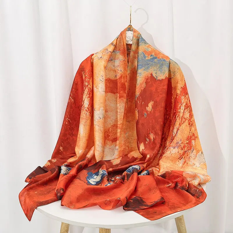 Tensili Brocade Satin Scarf Printed Silk Shawls Summer Women'S Sun Protection Cape Luxury Pashmina180*90cm | Kimlud...