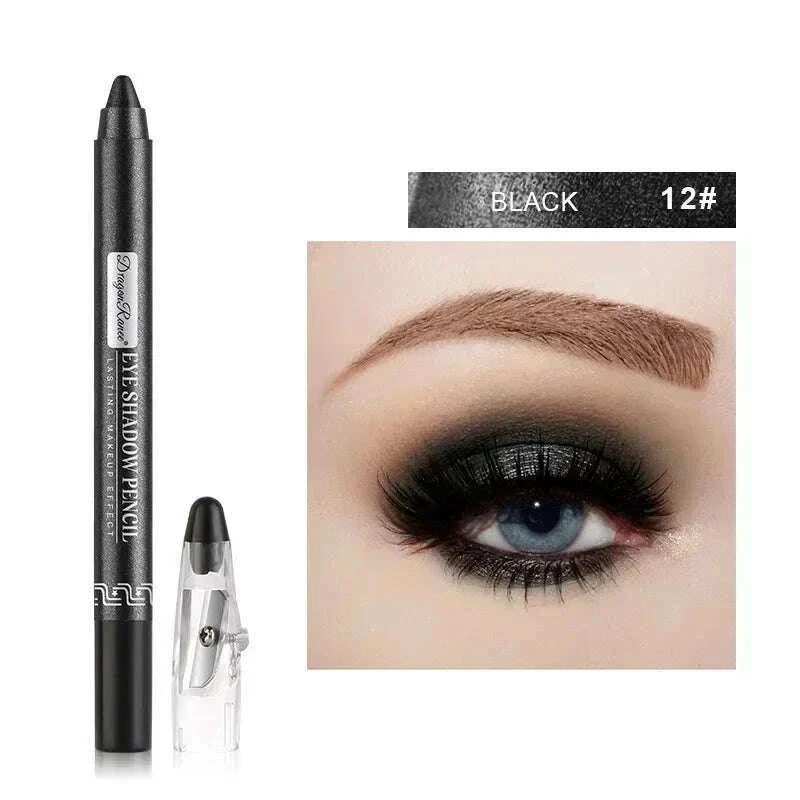 Pearlescent Eyeshadow Pen with Pencil Sharpener Fine-shine Lying Silkworm Pencils Highlighter Multi-use Eye Shadow Stick Makeup