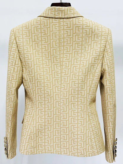 HIGH STREET Newest Fashion 2025 Runway Designer Jacket Women's Top Stitching Classic Lion Buttons Monogram Jacquard Blazer