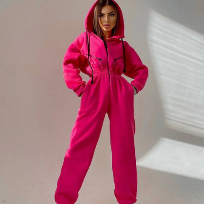 Sports and leisure women's jumpsuit ins hooded jumpsuit - Kimlud