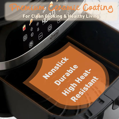 6.5 QT Air Fryer with Visible Window, LED Display, 400℉ Temp Control, Shake Reminder & Pre-heat Indicator