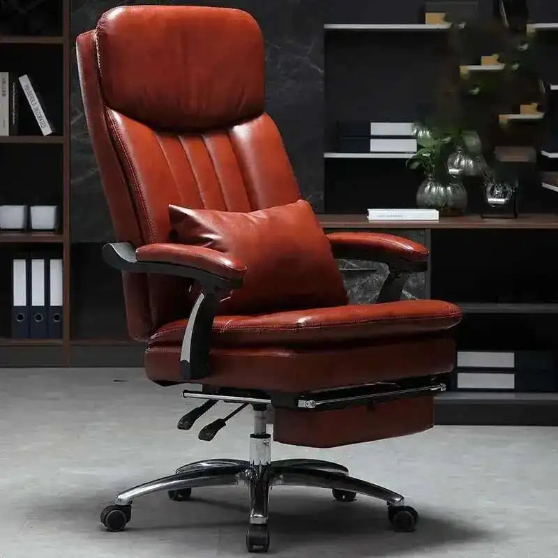 Executive Seat Office Chair Leather Study Wheels Modern Hand Relax Armchairs Library Fashion Cadeira Presidente Office Furniture - Kimlud