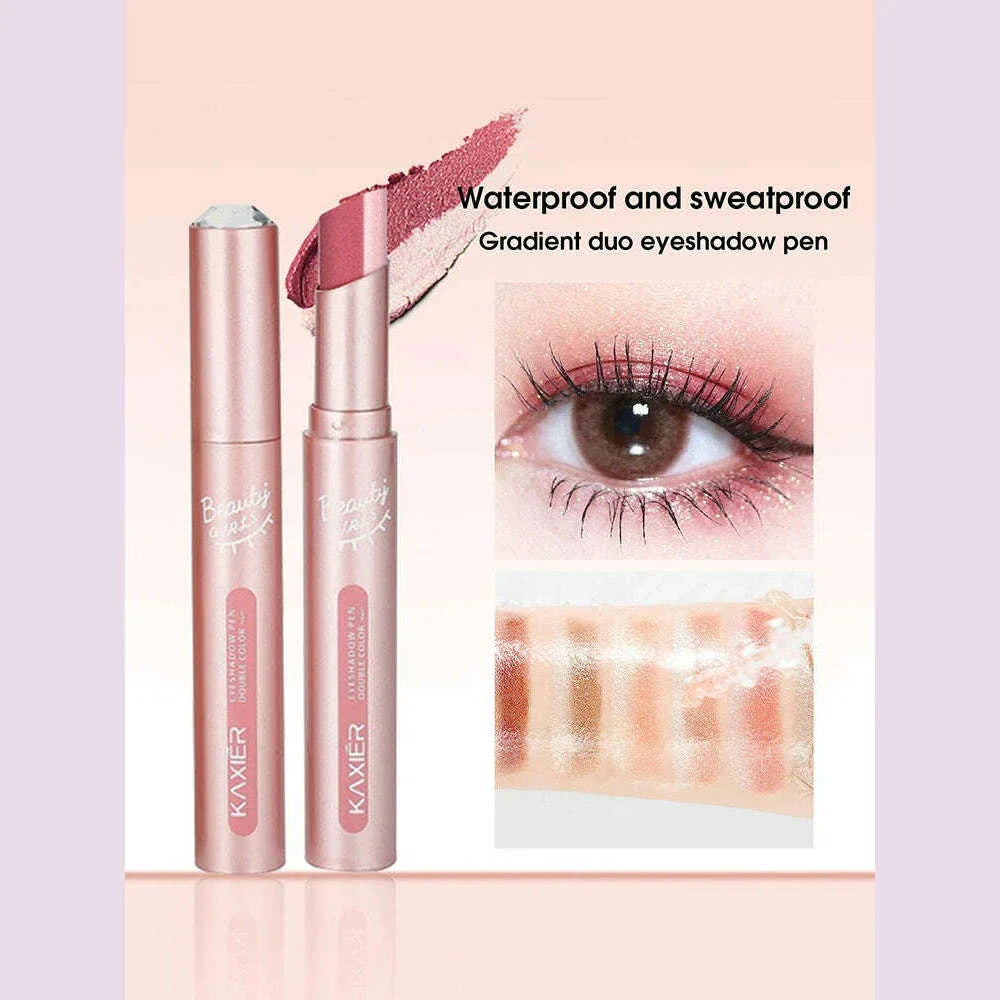 Waterproof Double Color Eye Shadow Stick - Gradient, Sweat-proof, and Smudge-proof Makeup Tool for Easy and Long-lasting