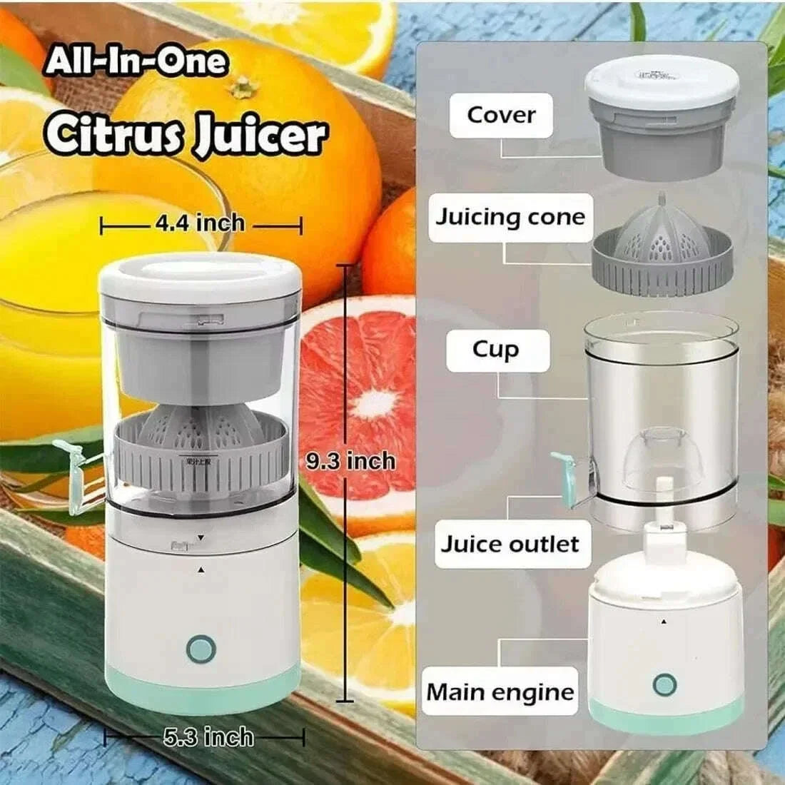 Fully Automatic Portable Juice Machine with Residue Separation Bidirectional Spiral for Home Use Fast Easy Cleaning
