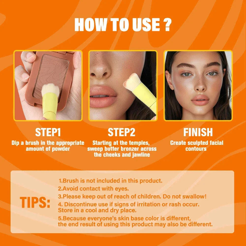 Butter Bronzer Dark Skin Natural Cheek Tint Waterproof Face Contouring Cosmetics Blush Powder Brighten Face Soft Female Makeup