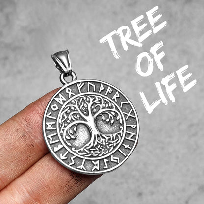Tree Of Life Men Necklaces Pendant Stainless Steel Jewelry For Viking Symbol Male Women Punk Hip Hop Accessories Gifts Wholesale
