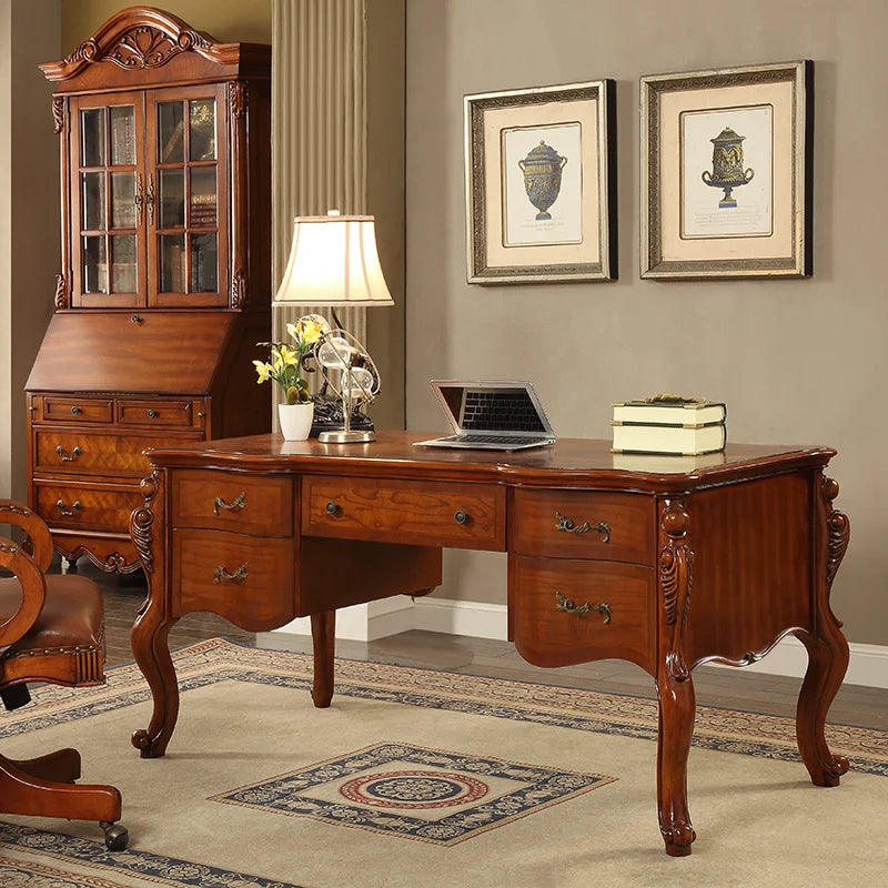 American solid wood desk home computer office rack combination writing desk chair - Kimlud