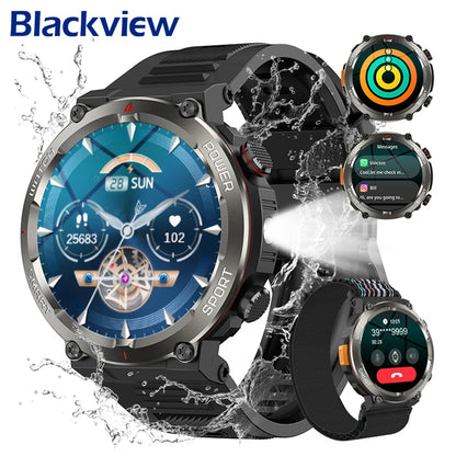 Blackview W50 Pro Waterproof Smart Watch with LED Flashlight 960mAh Battery Life Bluetooth Call Outdoor Watches for Man Woman