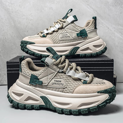 Chunky Sneakers Mens Original Designer Sports Shoes Fashion Casual Leather Fabric Breathable Height Increased Platform Gym Shoes