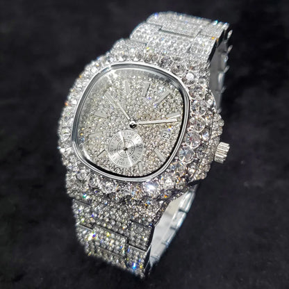 New Hip Hop Watches For Men Luxury Iced Out Quartz Wristwatch Fashion Fully Diamond Waterproof Luminous Male Clock Hot Sale 2022