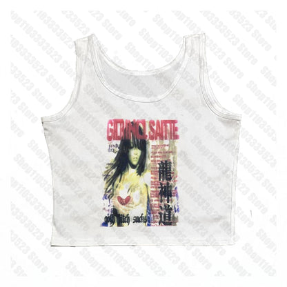 Y2k Style Fashion T-shirts Summer Gothic Slim 2000s Vintage Graphic T-shirts Punk Women Short Sleeve Sexy Streetwear T-shirts