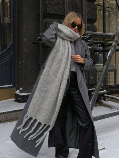 2025 Women Scarf Winter Warm Thick Shawl Wraps Fashion Solid Color Pashmina Scarves Long Tassel Hijab Stoles Bufanda Cashmere - Kimlud
