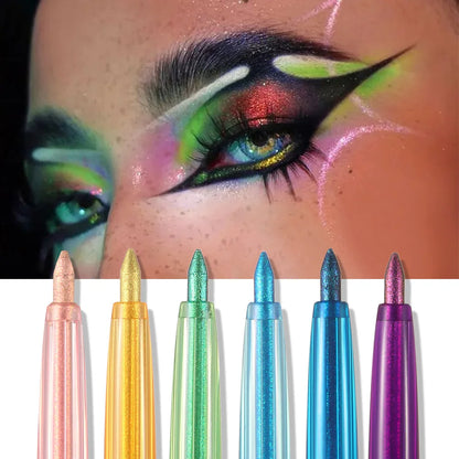 Shiny Chameleon Metallic Blue Eyeliner Gel Pen Eyeshadow Multicolor Eye Liner Pearlescent Polarized Glitter Eyes Pigment...