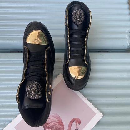 Zip decoration casual sneaker designer shoes for man luxury brand trainers running shoes high top sports casual ankle boots men - Kimlud