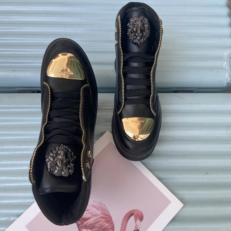 Zip decoration casual sneaker designer shoes for man luxury brand trainers running shoes high top sports casual ankle boots men - Kimlud
