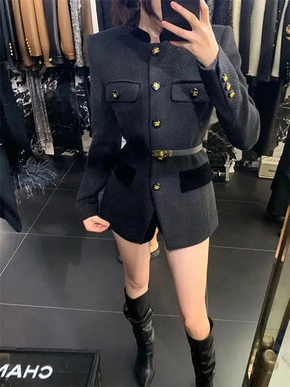 Women Blazer Coat New 2025 Autumn Long Sleeve Casual Single-breasted Elegant Office Waist Ladies Suit Coat Tops Female Outerwear