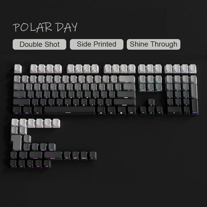 135 Keys Gradient Green Shine Through Keycaps Side Printed PBT Double Shot Keycaps OEM Profile for MX Switches Gaming Keyboards