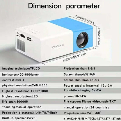 YG300 Home HD Mini Projector, suitable for outdoor camping movies, cinemas, and gaming experiences