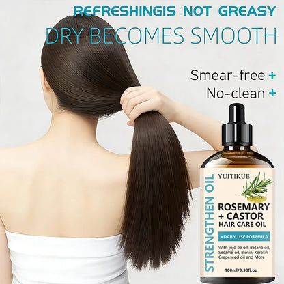 YUITIKUE Rosemary + Castor Strengthening Hair Oil - Daily Use Hair Care Oil with Jojoba & Batana Oil for Hair Growth - Kimlud
