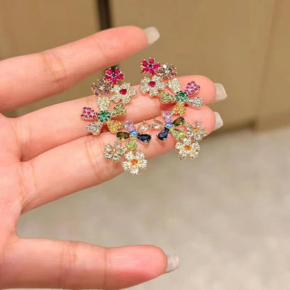 Romantic Colorful Zircon Flower Earrings for Women Luxury Metal Little Daisy Earrings Exquisite Wedding Party Jewelry...
