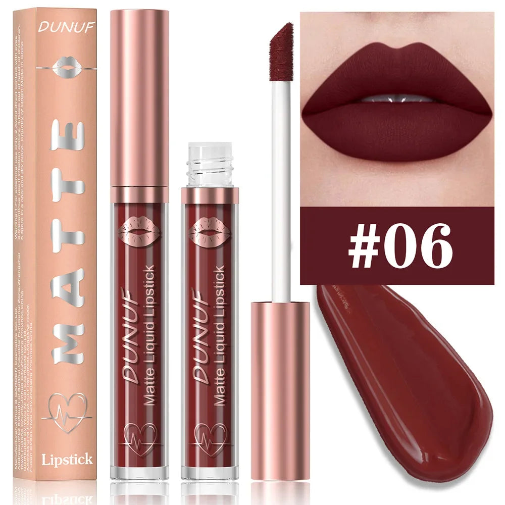 18 Color Waterproof Lip Gloss Nude Apricot Matte Liquid Lipstick Transparent Lip Oil Sexy Rose Red Velvet Matte Lipstick Make Up - Kimlud