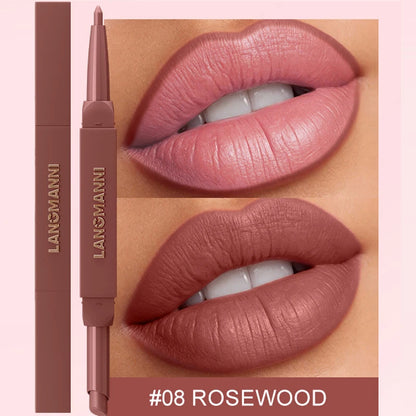 2 in 1 Matte Red Lipliner Waterproof Nude Matte Lip Liner Pencil Double Head Lipstick Pen Long Lasting Lips Outline Stick Makeup