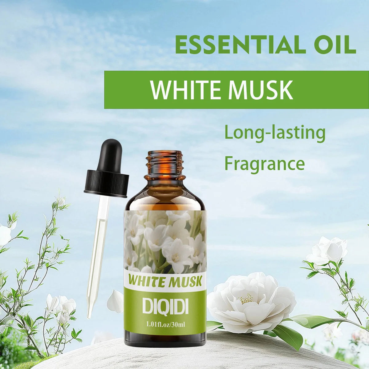 White musk essential oil, home essential oil, clear air, perfume candle, DIY essential oil, hotel, office, bedroom use. Aromathe