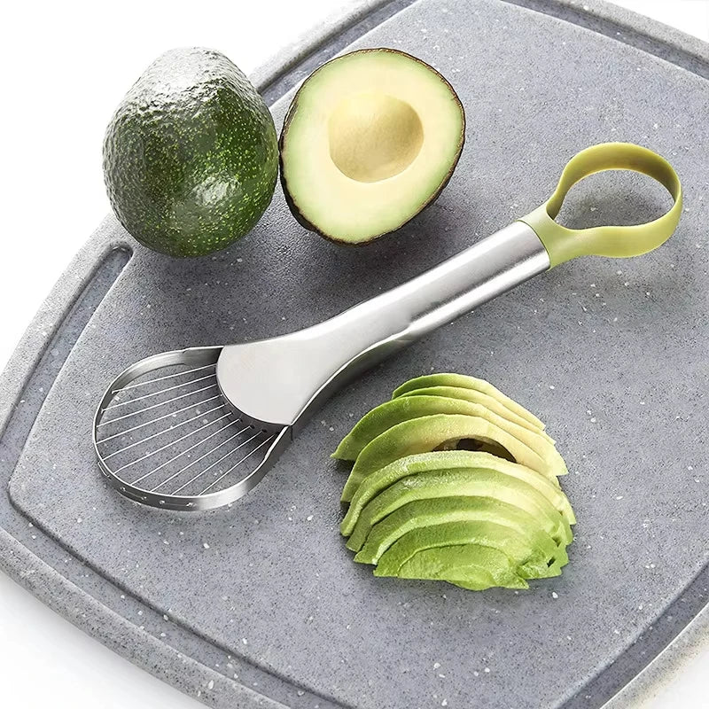 Avocado Slicer 2 In 1 Stainless Steel Avocado Cutter Peeler Knife Pitaya Kiwi Slicer Peeler Kitchen Gadget Fruit Vegetable Tools