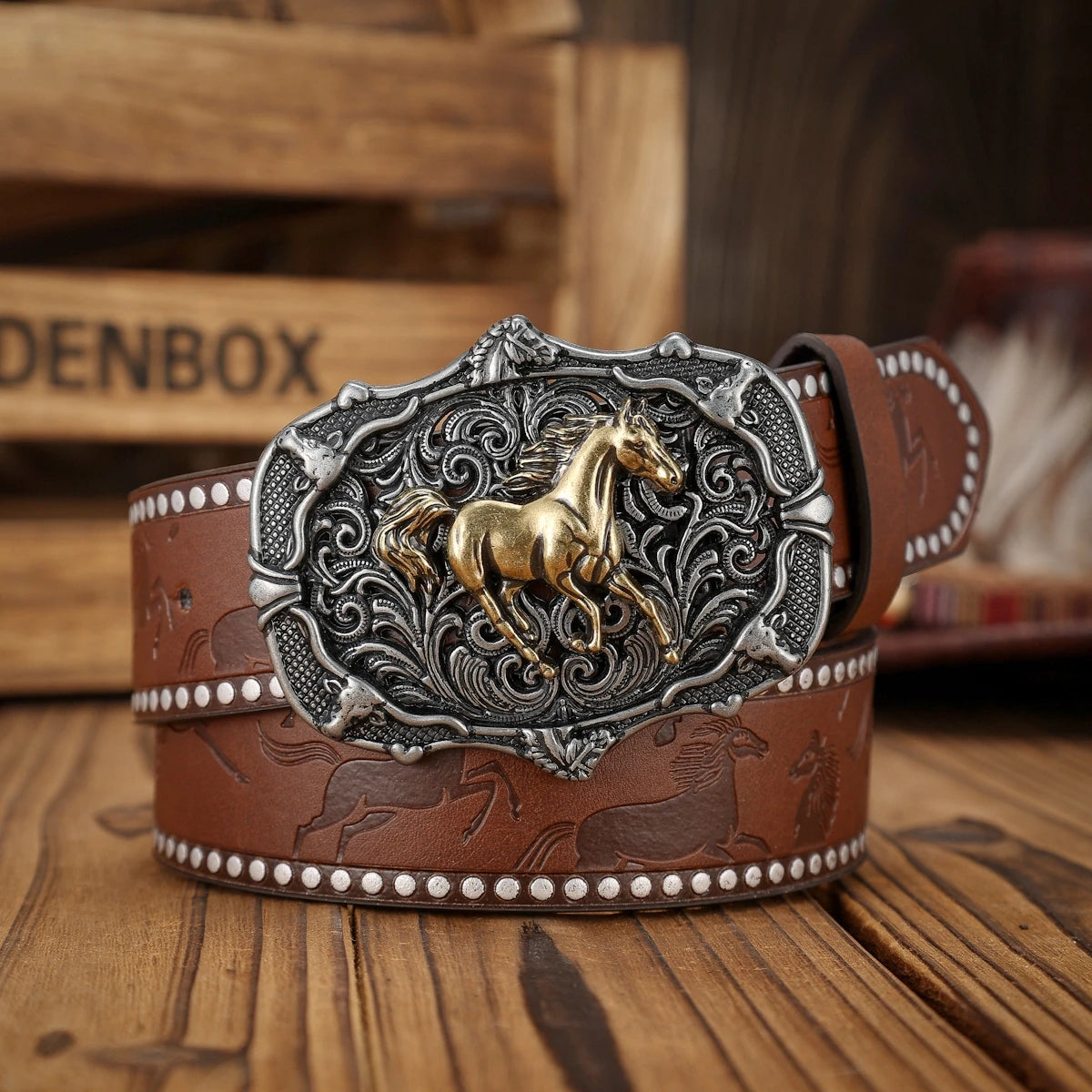 A unisex Western-style PU belt with buckles, Bohemian style, casual and retro, suitable for daily wear when going out
