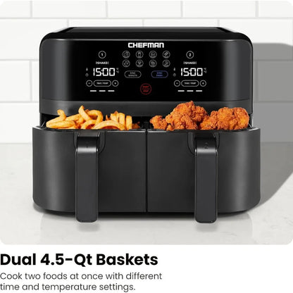 TurboFry Touch Dual Air Fryer Maximize The Healthiest Meals With Double Basket Capacity One-Touch Digital Controls And Shake Re