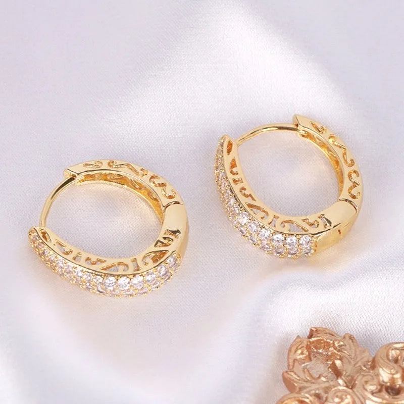 925 Sterling Silver Dazzling CZ Stone Hoop Earrings For Women Vintage Simple Zircon Circle Drop Earrings Elegant Party Jewelry - Kimlud