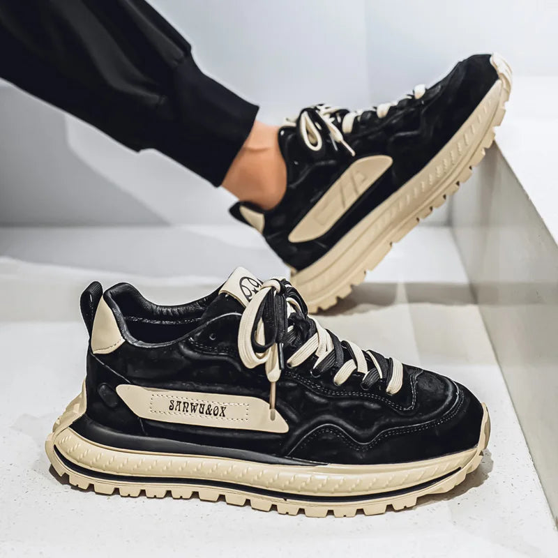 Color-Block Dad Shoes Men's Spring Autumn New Style Thick Bottom Sports Shoes Casual Running Shoes Low Cut Breathable Mesh - Kimlud