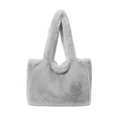 Women Versatile Cute Soft Plush Tote Bag Autumn Winter Faux Fur Shoulder Bag Purses Female Handbags Fluffy Shopper Bag