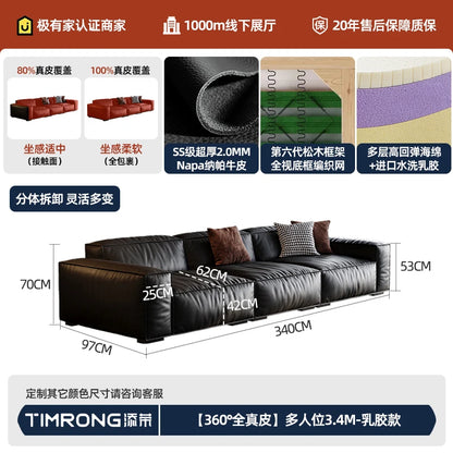 Family Italian Living Room Sofas Genuine Leather Sectional Apartment Relaxing Sofa Elegant Comfortable Muebles Home...