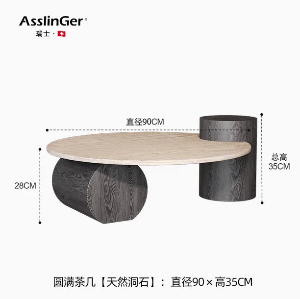 Stone Italian Side Table Nordic Natural Travertine Unique Wood Coffee Table Round Stone Designer Stolik Kawowy Home...