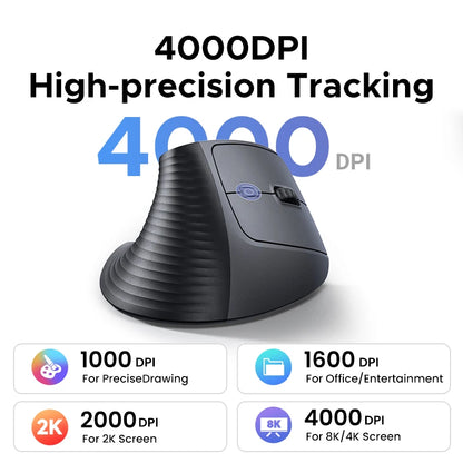 UGREEN Wireless Mouse Vertical 2.4G Ergonomic 4000DPI 6 Mute Buttons for MacBook Tablet Laptops Computer PC Mice Black...