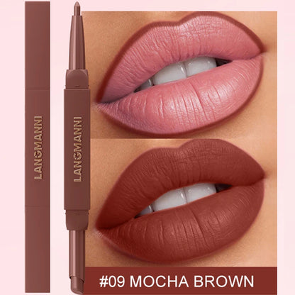 2 in 1 Matte Red Lipliner Waterproof Nude Matte Lip Liner Pencil Double Head Lipstick Pen Long Lasting Lips Outline Stick Makeup