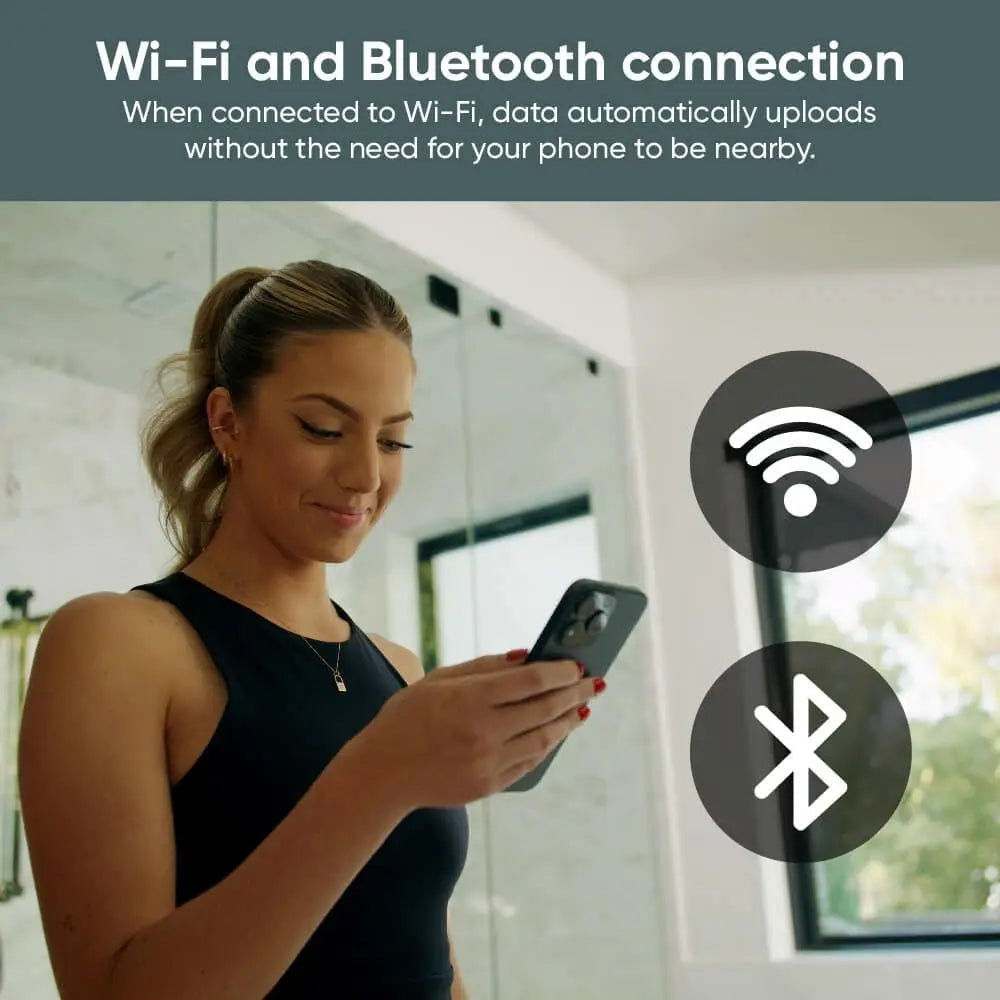 Smart Scale with 4.3" Color Display, Tracks Weight BMI Muscle Mass Heart Rate, Wi-Fi Bluetooth Sync, Up to 400 lbs - Kimlud