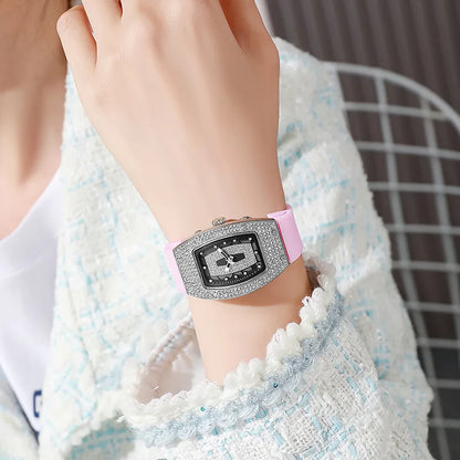 New Fashion Women Crystal Tonneau Watches For Woman Silicone Jelly Quartz Watch Students Gifts Reloj Mujer Ladies Wrist Watches