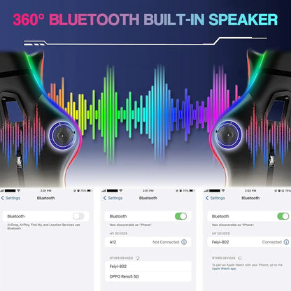 Massage Gaming Chair with Speakers and RGB LED Lights Footrest Music Video Game Chair with Lumbar Support Swivel  Adjustable