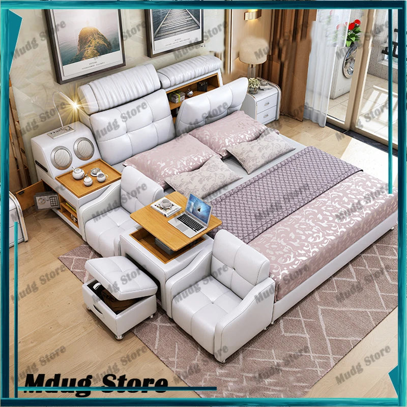 Upholstered Fancy Bed Cabinets Double Reading Frame Dressers Smart Bed Lounge Headboards Mobili Per La Casa Rome...